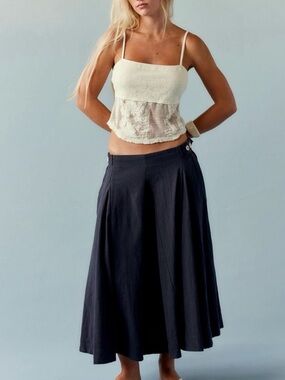 FREE PEOPLE MARGAUX MIDI black CIRCLE SKIRT SIZE M MSRP $78.00 NWT